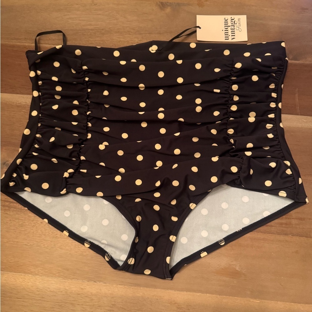 Vintage Black Cream Polka Dot High Waisted Shorts